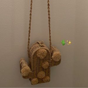 Trendy Wicker Cactus Purse